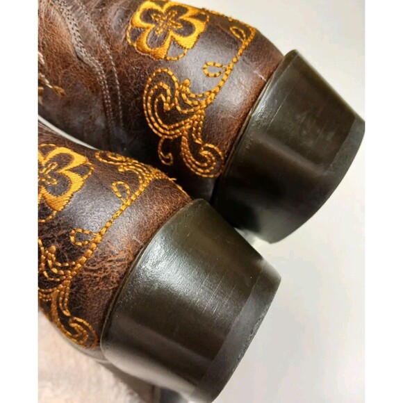 Macie Bean Boots Sz 7M Floral Embroidered Brown Leather Snip Toe Western Cowgirl - Picture 12 of 16